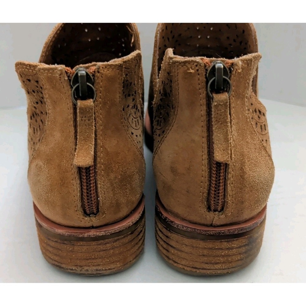 Sofft Barrosa Cognac Boho Perforated Suede Bootie Back Zip Stacked Heel Sz 9M - Picture 4 of 9